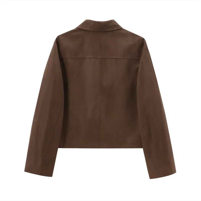 Harlow Women's Suede Blazer - fabric and finish detail