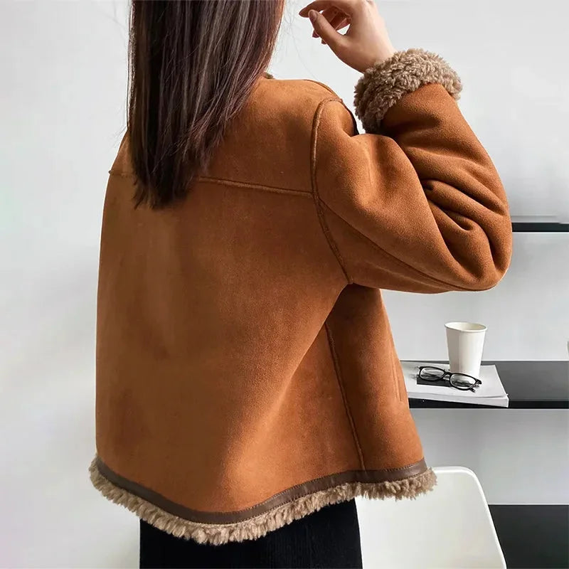 Sienna Women's Suede Blazer - fabric and finish detail