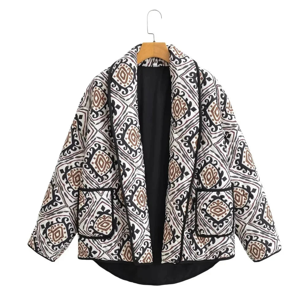 Quinn Women's Quilted Blazer - fabric and finish detail