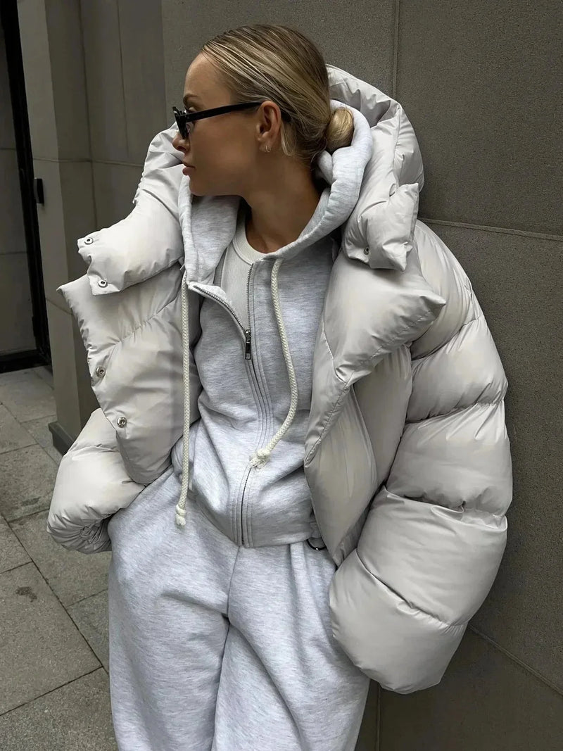 Perla Women's Oversized Puffer Jacket | Black, Grey