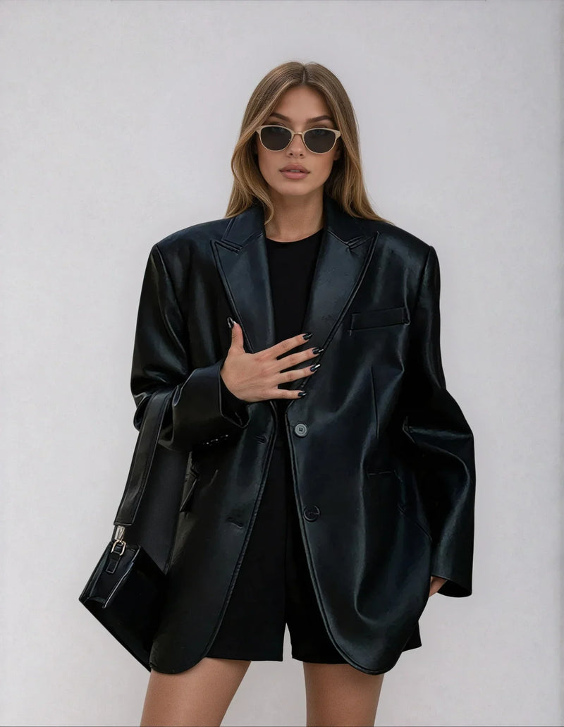 Rosa Women's Oversized Blazer | Faux Leather