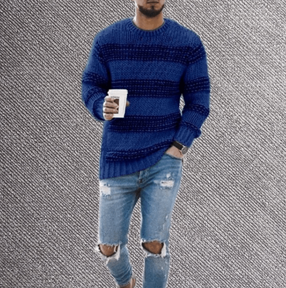 Yves Men's Striped Sweater - back view