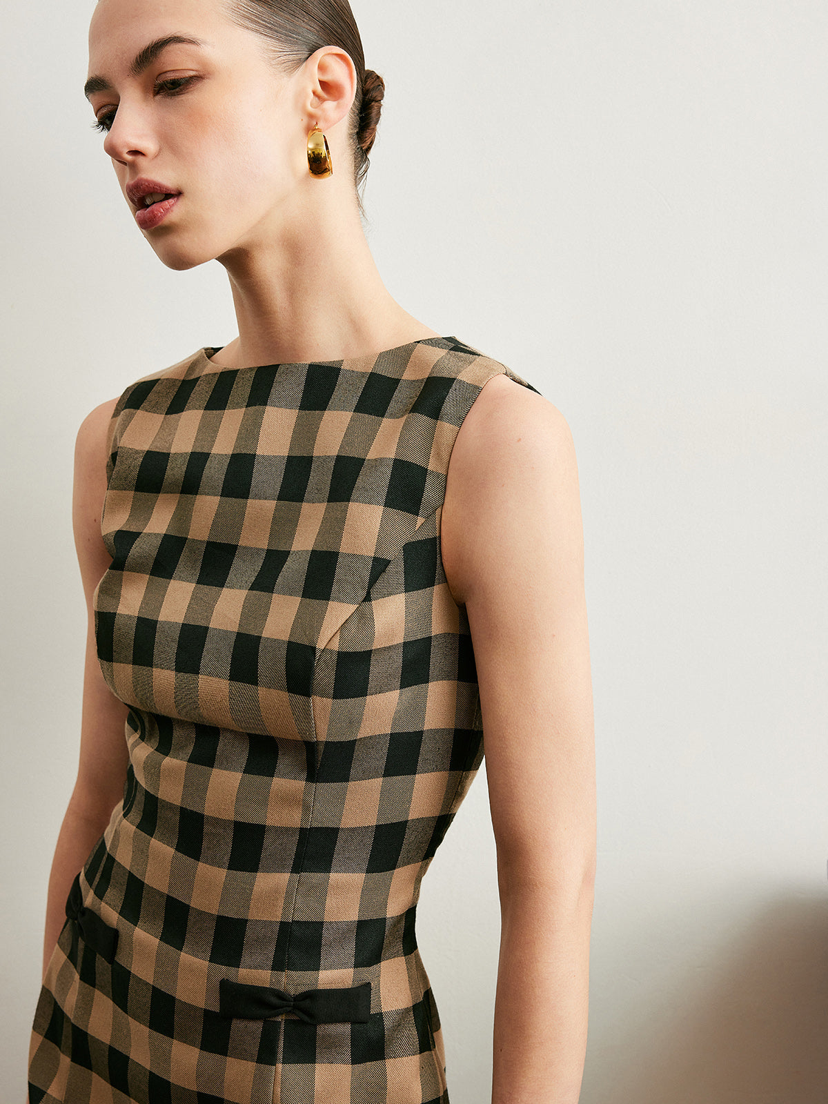 Elena Women's Plaid Dress - fabric and finish detail