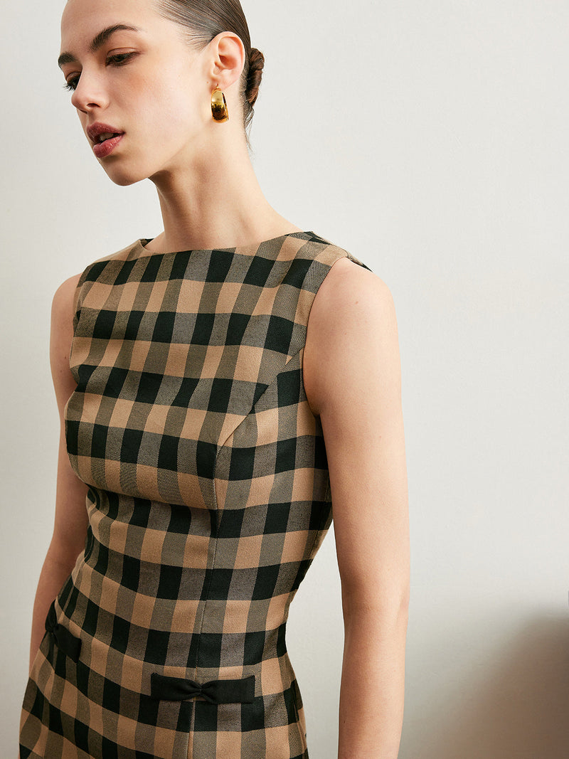Elena Women's Plaid Dress - fabric and finish detail