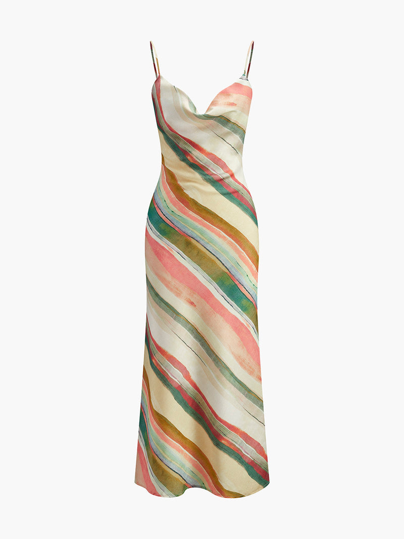 Colette Women's Striped Dress | Sleeveless, Maxi, Zipper