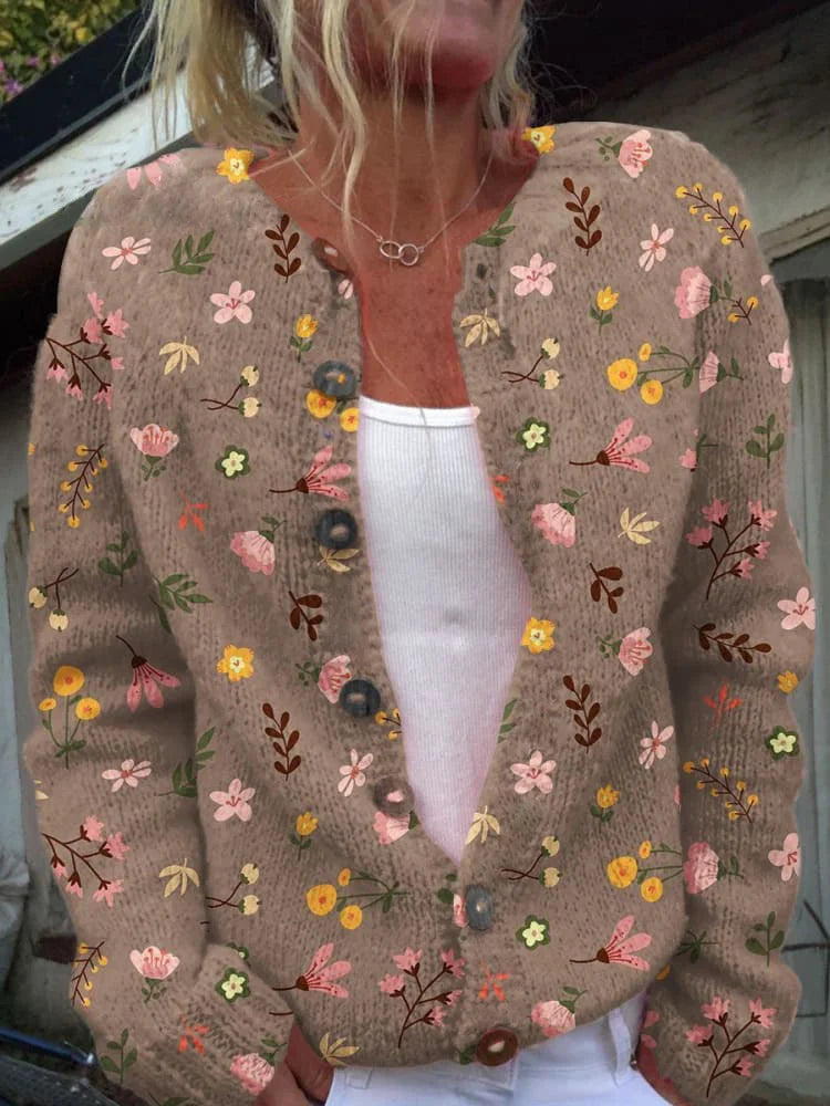 Ruby Women's Floral Cardigan - fabric and finish detail