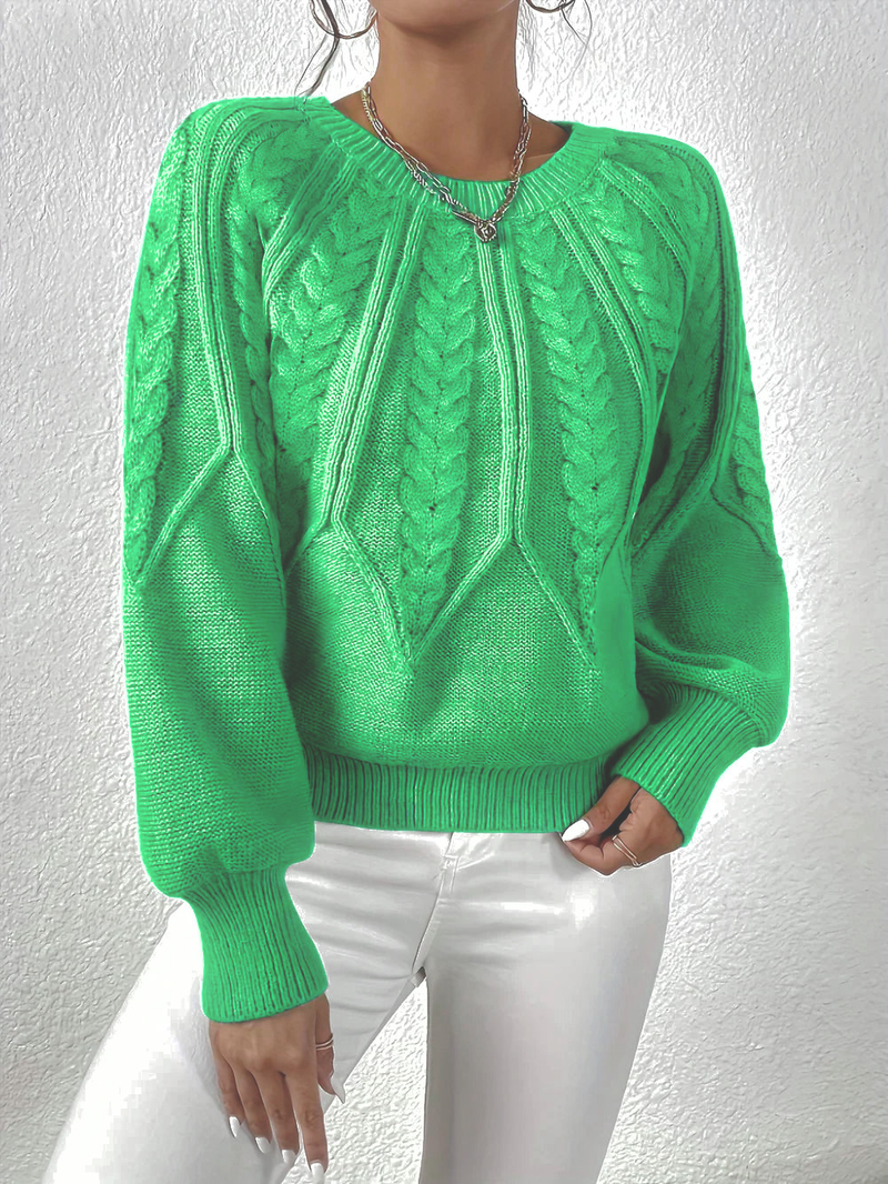 Camille Women's Cable Knit Sweater | Raglan Sleeve