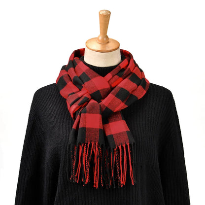 Marlow Men's Plaid Scarf - close-up detail