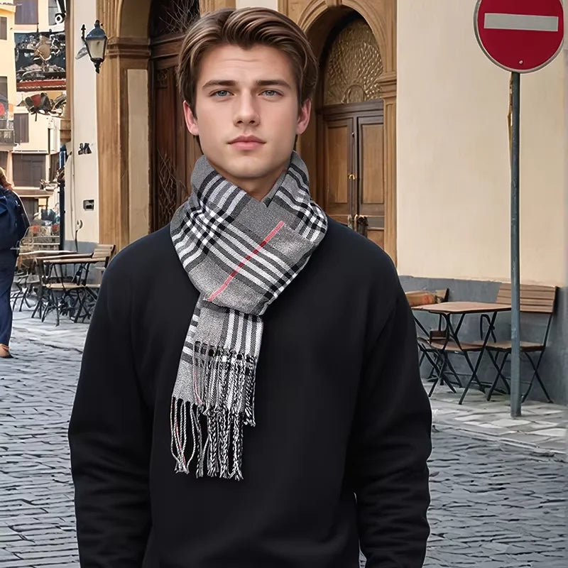 Marlow Men's Plaid Scarf - flat lay